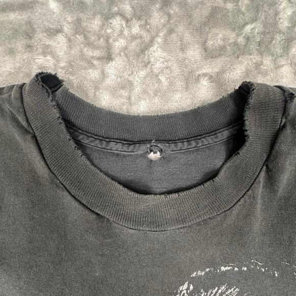 Vintage 90’s Distressed Test Print Elvis/George Jones Black Graphic Band Tee XL - Picture 3 of 8